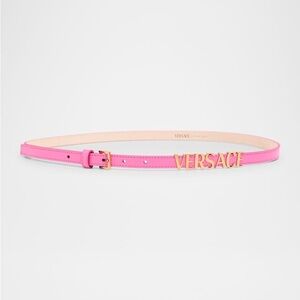 New Authentic Versace Pink Logo Leather Bracelet